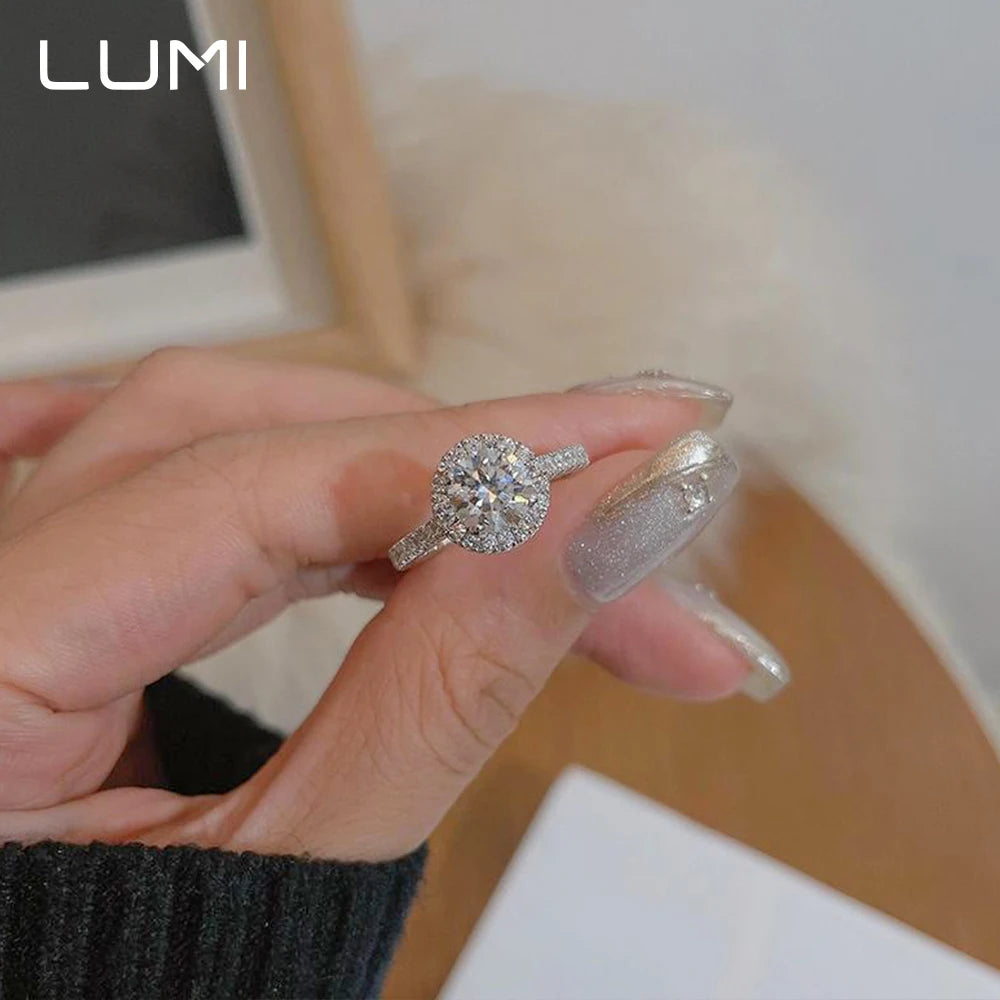 0,5–1 Karat voller Moissanit-Ring aus S925-Sterlingsilber | Luxuriöser Braut-Verlobungsring, hypoallergener Ehering, im Labor gezwachsener Diamant