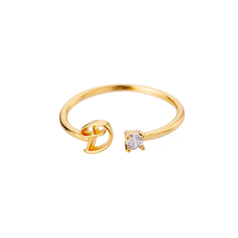 A-Z-Anfangsringe für Frauen, offen, verstellbar, Edelstahl, Ehering, 2025, Trend, Goldfarbe, Paar-Schmuck, Accessoires, Geschenk