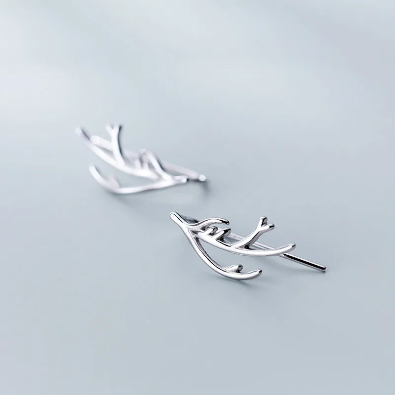 MloveAcc Ohrstecker aus 925er-Sterlingsilber mit Elchgeweih, für Damen und Mädchen, modischer feiner Silberschmuck