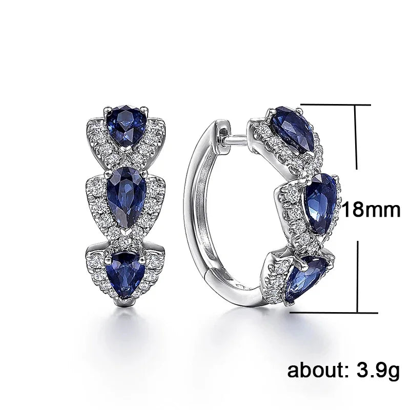 Huitan Luxus Trendy Blaue Zirkonia Creolen Hochzeit Party Elegante Accessoires für Frauen Jahrestag Geschenk Neue Schmuck