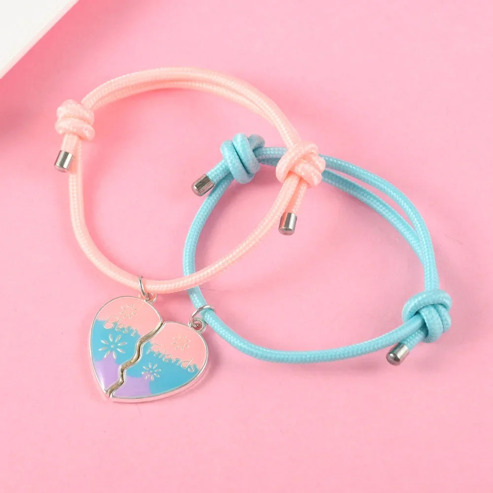 Lovecryst 2 Teile/satz Herzförmige 3-farbe Tropf Öl Beste Freundin Armband für Kinder Mädchen Mode Freundschaft Geschenke