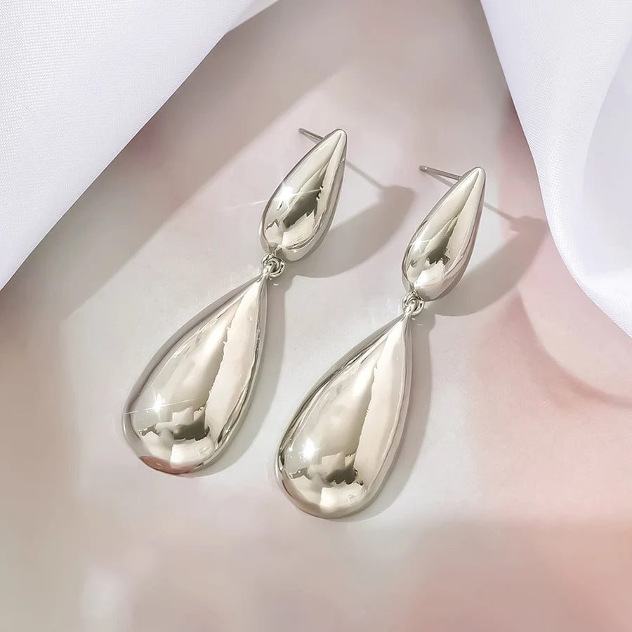 Retro Lange Glatte Teardrop Baumeln Clip auf Ohrringe Mode Einfache Persönlichkeit Schmerzlos Nicht Ohr Loch für Frauen Partei Schmuck Geschenk