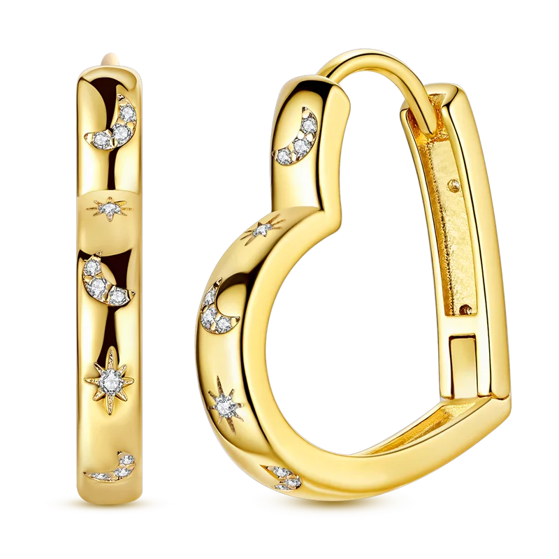 Ohrringe aus 925er-Sterlingsilber, Goldserie, U-förmige Creolen, passend für Original-925-Charms für Frauen und Mädchen, Party, edler Schmuck