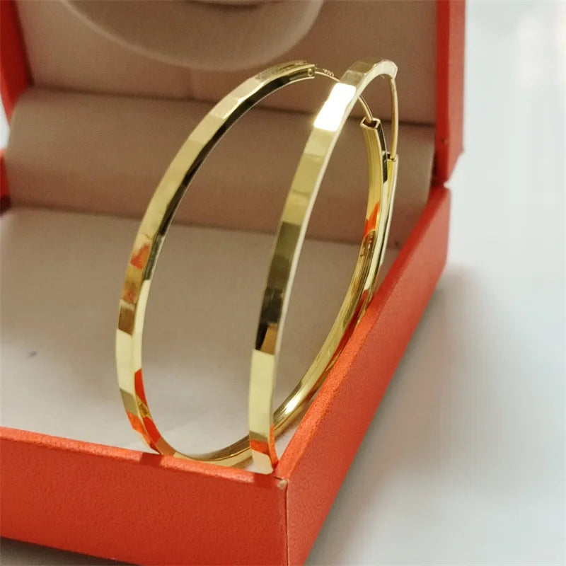 Senlissi – Neue modische 18 Karat vergoldete Creolen für Damen, 925er-Sterlingsilber, 2,0 mm, modischer Ohrring, Canke Jakado Kanao, 3/4/5/6 cm
