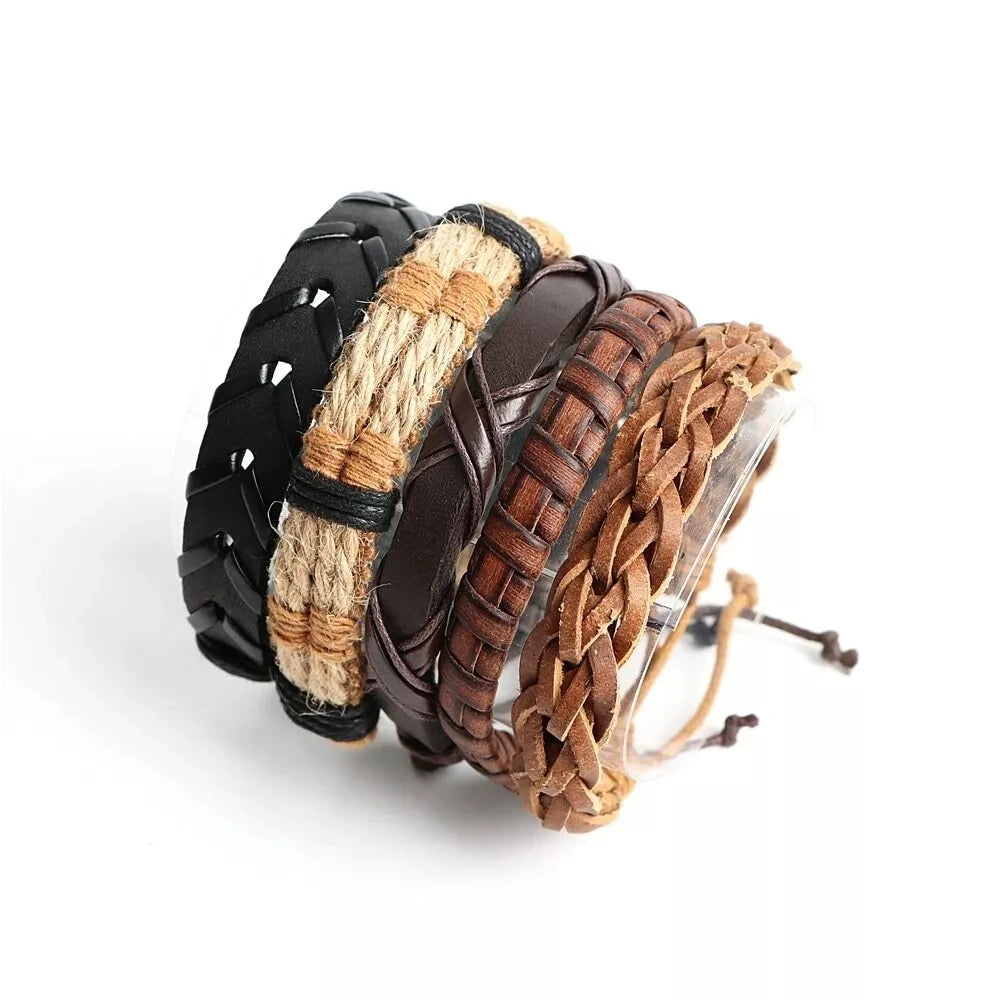 20 Stück geflochtene Lederarmbänder für Männer und Frauen, Wickelholzperlen, Manschettenarmband, Hanfschnüre, ethnischer Tribal-handgefertigter Wickelarmband-BH