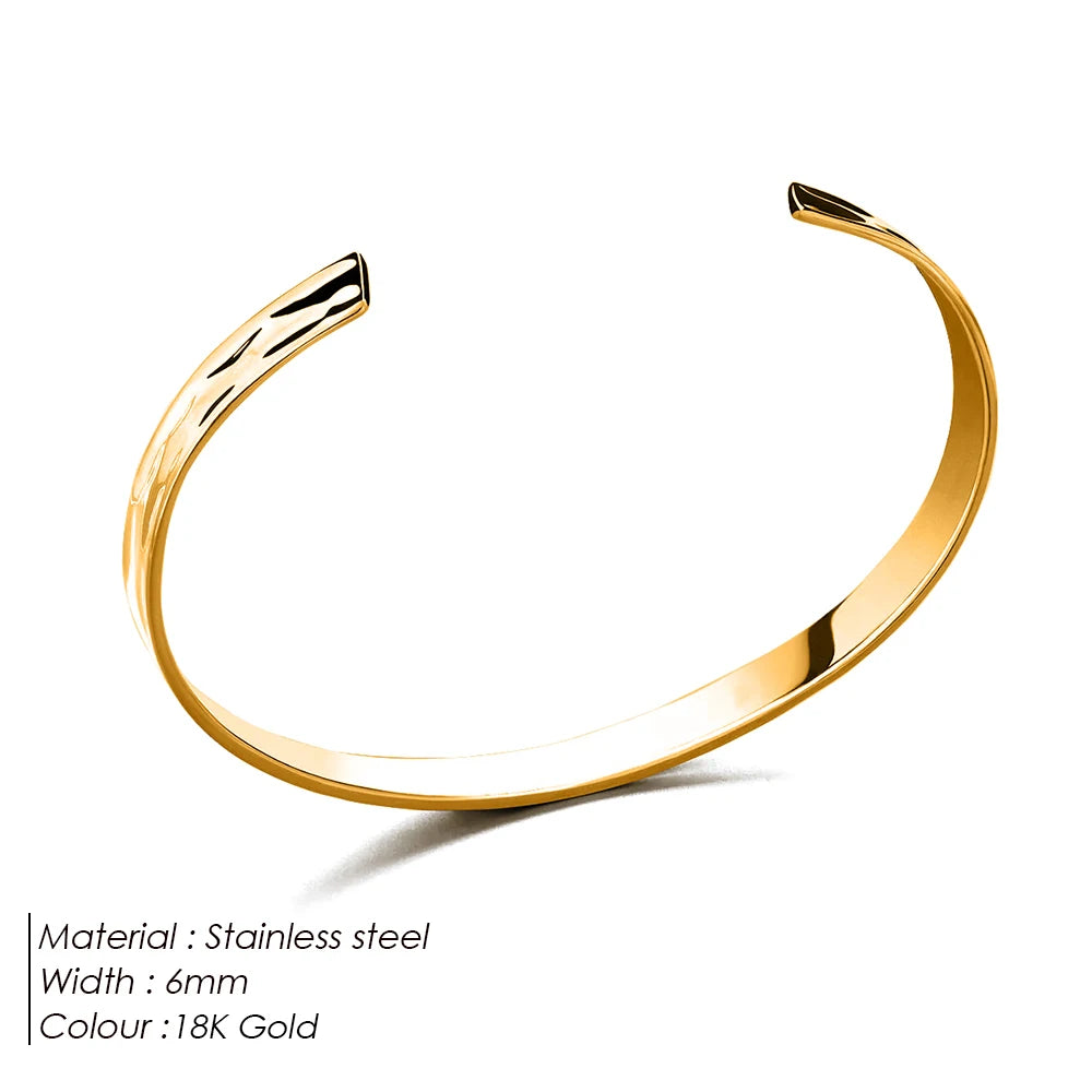 ELANDIS Herrenschmuck Edelstahl C-Form Design 6MM breiter Armreif Einfaches Punk-Armband Partygeschenk Großhandel Hersteller
