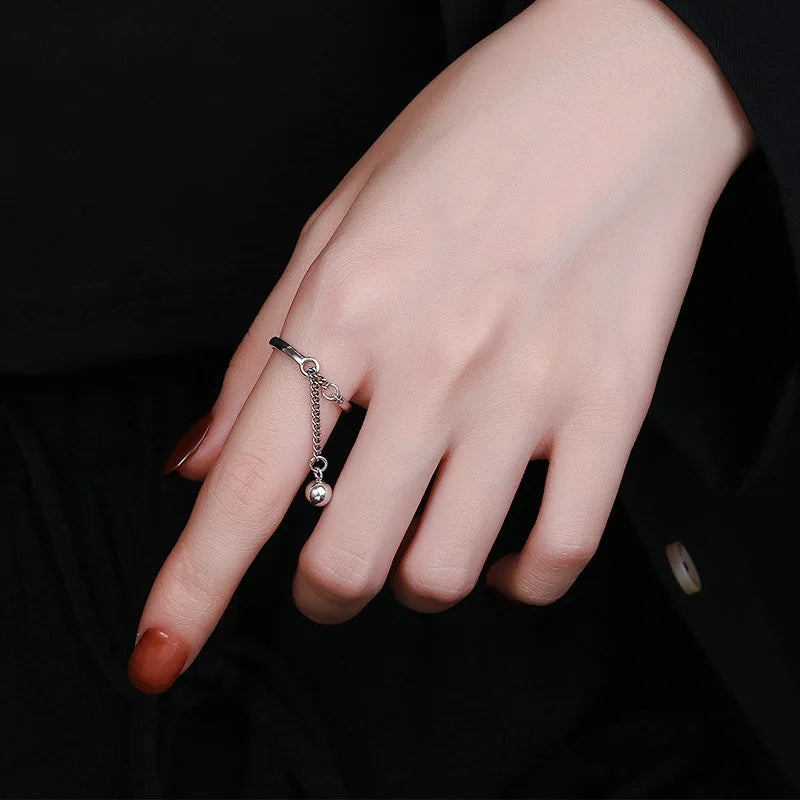 Kette Quasten Ring Einstellbar Einfache Koreanische Mode Frauen Party Ring Finger Koreanische Silber Farbe Schmuck