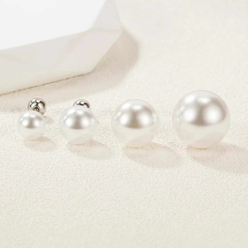 925 Sterling Silber 6 mm/8 mm/10 mm/12 mm Süßwasser-Zuchtperle Knopf Kugel Ohrstecker für Frauen als beste Geschenke Jewerly E007