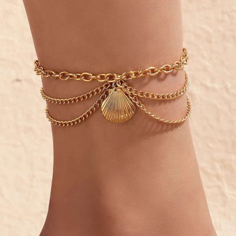 Boho Gold Silber Farbe Quaste Kette Armband Fußkettchen Charms Schlange/Seestern/Herz Sexy Bein Knöchel Auf Fuß kette Strand Schmuck