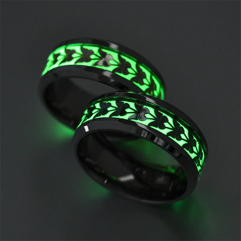 Leuchtender Edelstahl-Liebesherz-Paarring für Paare, EKG, leuchtet im Dunkeln, Herzschlag, fluoreszierende Ringe, Zubehör, Geschenke für Freunde