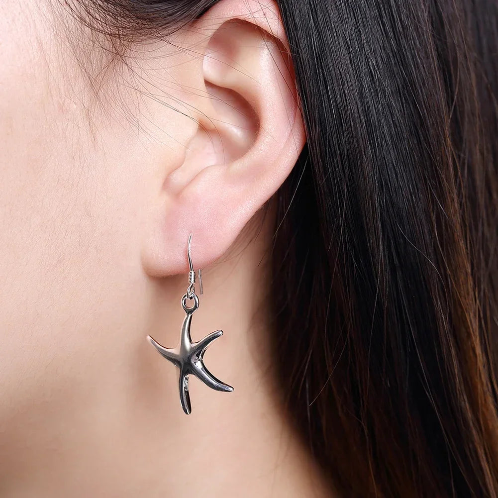 Heißer Verkauf, hübsche Ohrringe aus 925er-Sterlingsilber, niedliche Seestern-Ohrringe für Damen, Mode, Party, Hochzeit, Geburtstag, Geschenke, klassischer Schmuck