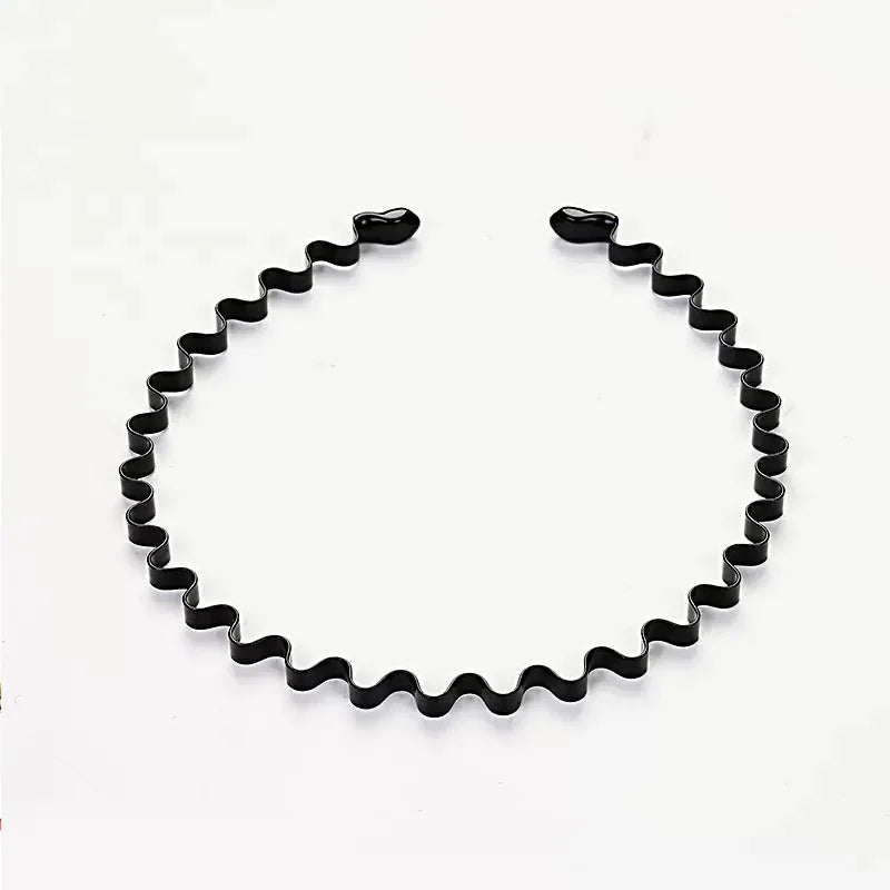 Unisex Schwarz Elastisch Rutschfest Einfache Metall Stirnbänder Für Männer Frauen Welliges Haarband Frühling Haar Hoop Mode Haar Zubehör