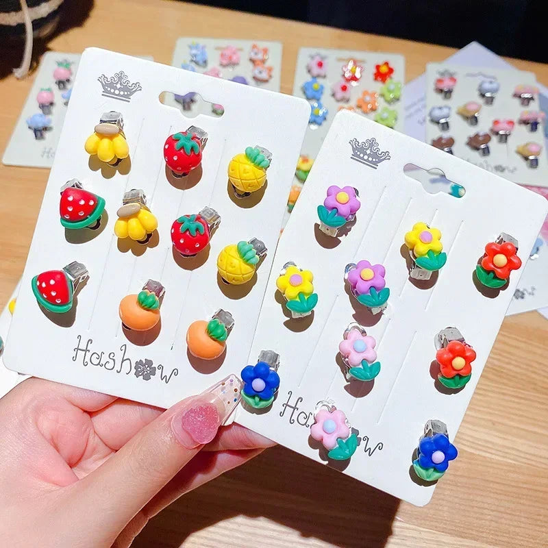 Neue 10 stücke Nette Mädchen Ohrringe Ohr Clip Kein Ohr Loch Blume Ohrringe Kinder Prinzessin Mädchen Geburtstag Geschenke Kinder Zubehör