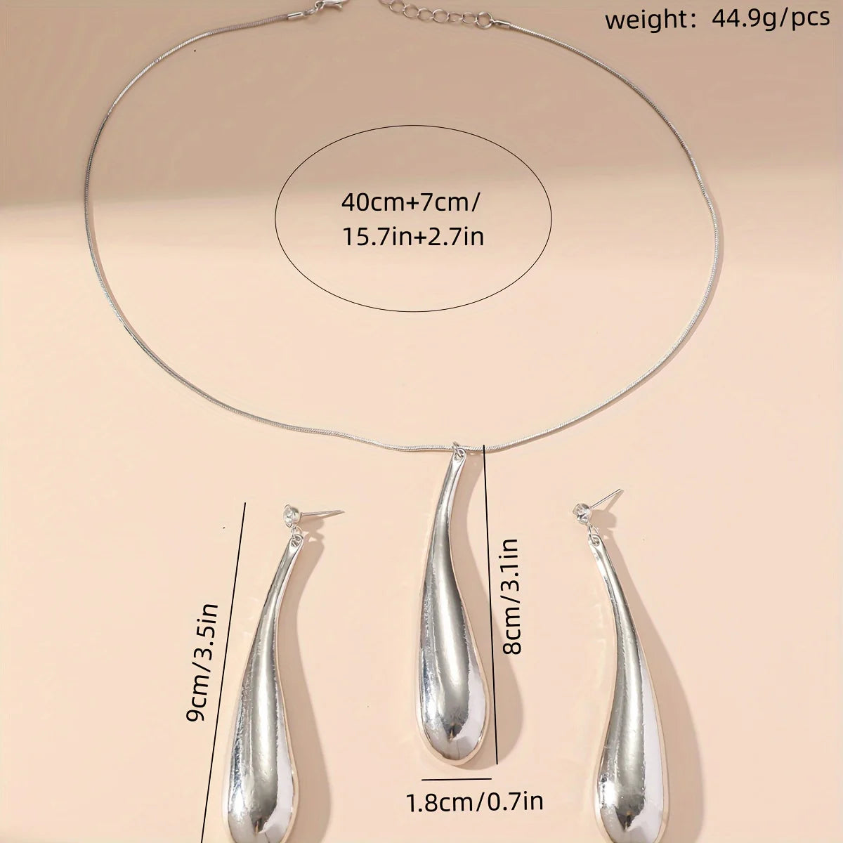Minimalistisches Punk-Feng-Shui-Anhänger-Halsketten- und Ohrring-Set, Damen-Strassschmuck, für Alltag und Party-Anlässe, 3-teilig