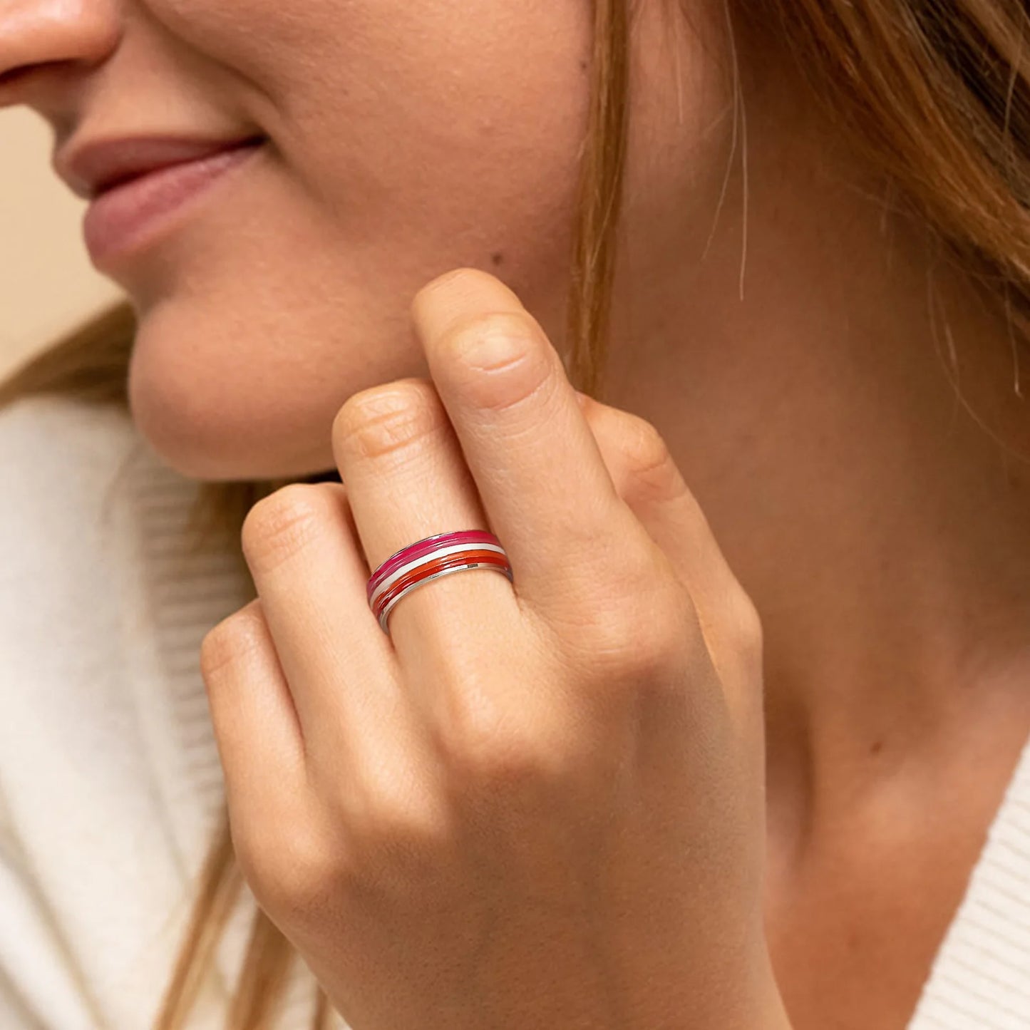 Lesbener LGBT-Ring aus Edelstahl für Frauen, Paare, Stolz, Liebesversprechen, Band, Streifen, Flagge, Farbe, Verlobungsringe