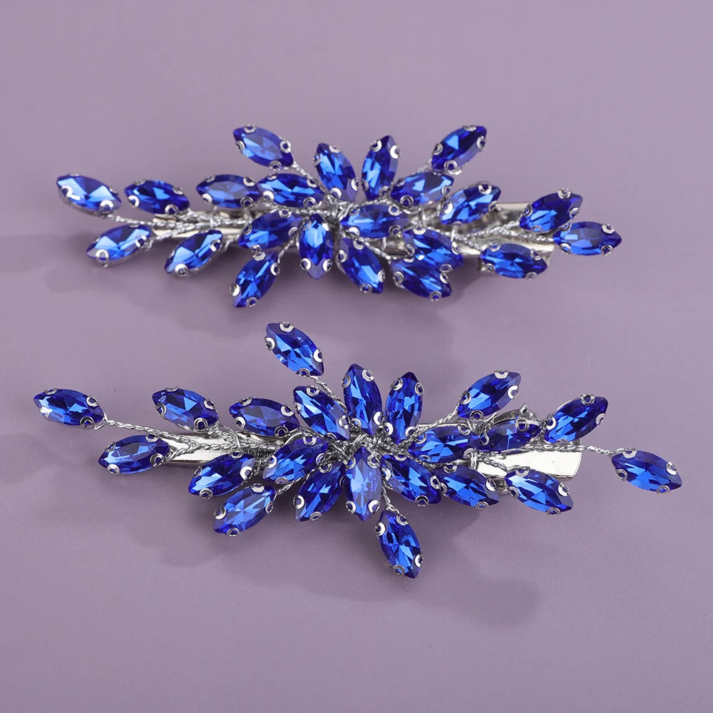 2PCS Strass Haarspange für Hochzeit Braut Kopfschmuck Silber Schwarz Braut Haarschmuck Grün Rot Tiara Blau Lila Ornamente