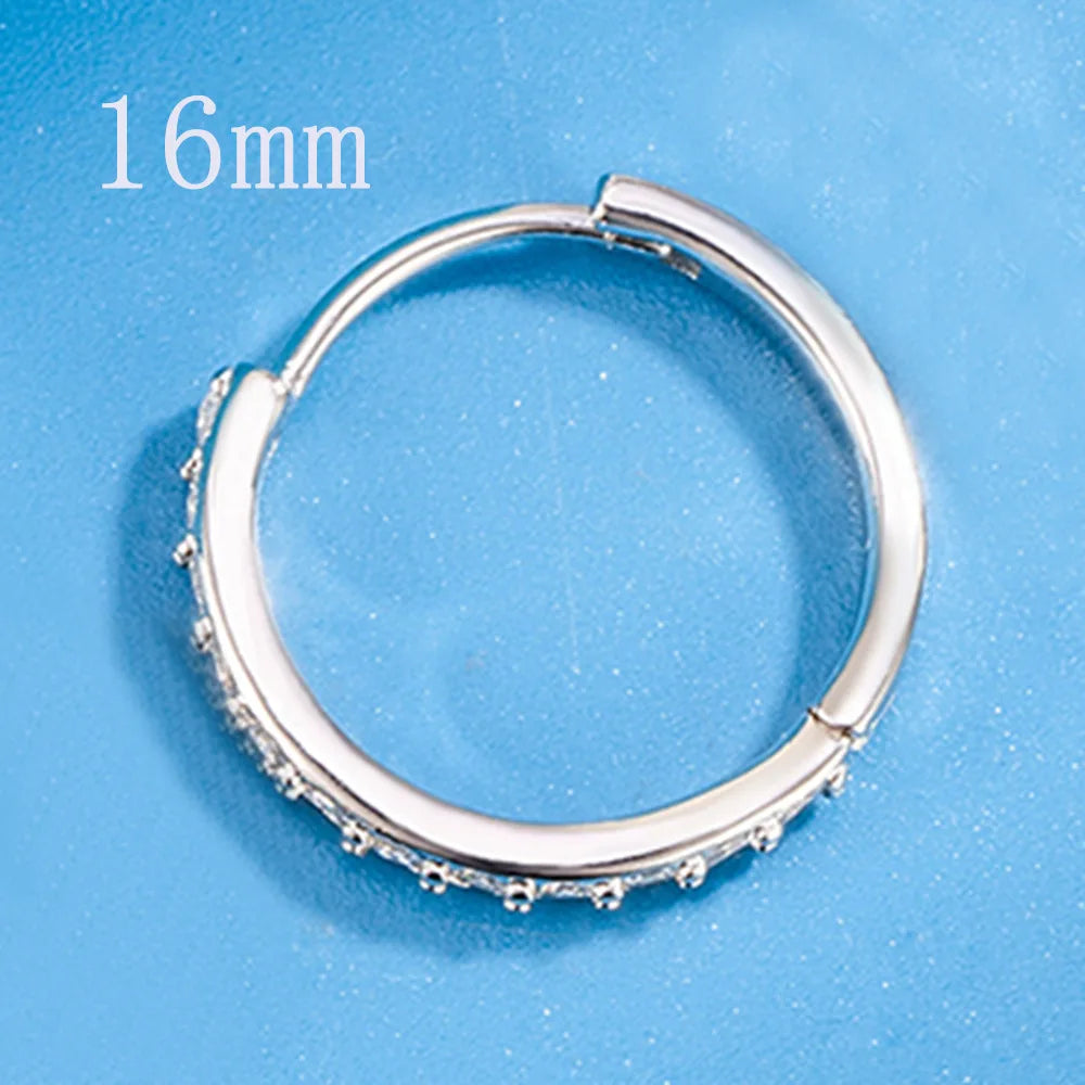925 Sterling Silber 8/12/16/20 MM Zirkon Creolen Für Frauen Hochzeit Verlobung Luxus Schmuck Zubehör geld 925