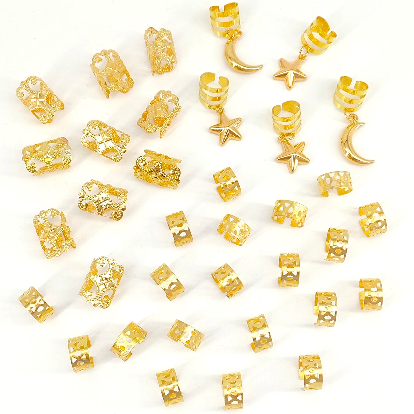 35 Stück Sterne und Mond Combo Dreadlock Haarperlen Schmuck Haarringe Accessoires Geschenke für Mädchen und Frauen Dating-Partys