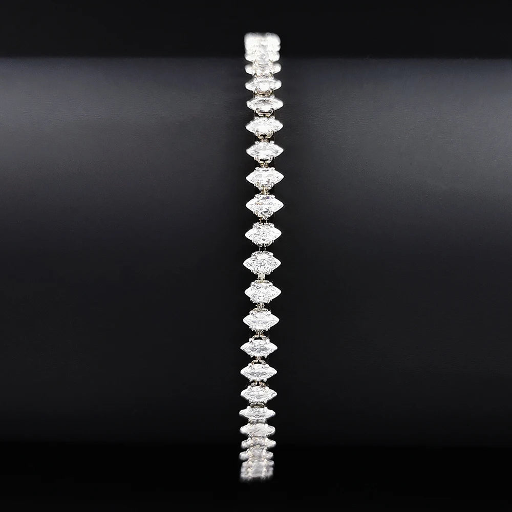 2024 neue Marquise Oval Square Cut Luxus Silber Farbe auf Hand Tennis Armband Armreif für Frauen Party Geschenk Schmuck S7062