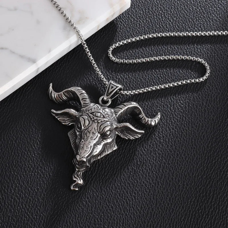Retro Dämon Satan Schaf Kopf Auge der Wahrheit Halskette Luzifer Anhänger männer Punk Gothic Trendy Party Schmuck