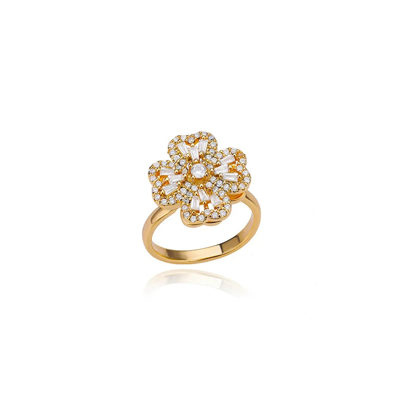 Spinner Zirkon Herz Vierblättriges Kleeblatt Ringe Für Frauen Edelstahl Anti Stress Angst Zappeln Ring Schmuck Weihnachten Geschenk