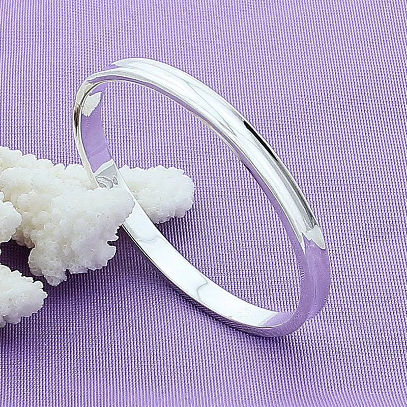 Damen-Armreif aus 925er-Sterlingsilber, das beste Geschenk zum Muttertag, modisches, konkaves Design, glattes, glänzendes Silber-Armband, Schmuck