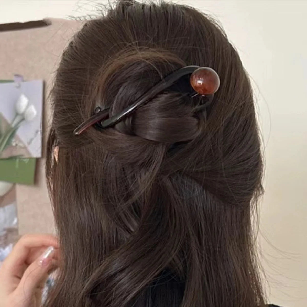 Neue Twist Haarspange Kunststoff Acryl Perle Imitation Perle Haarnadel Twisted Design Frauen Haarschmuck