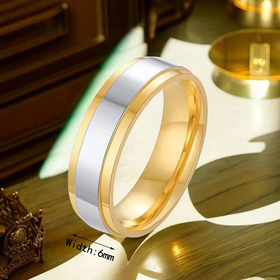 1 Stück Goldton versilberter Edelstahl Titan Ring Kubikzircon Strass Paar Verlobung Hochzeit Schmuck Männer Frauen