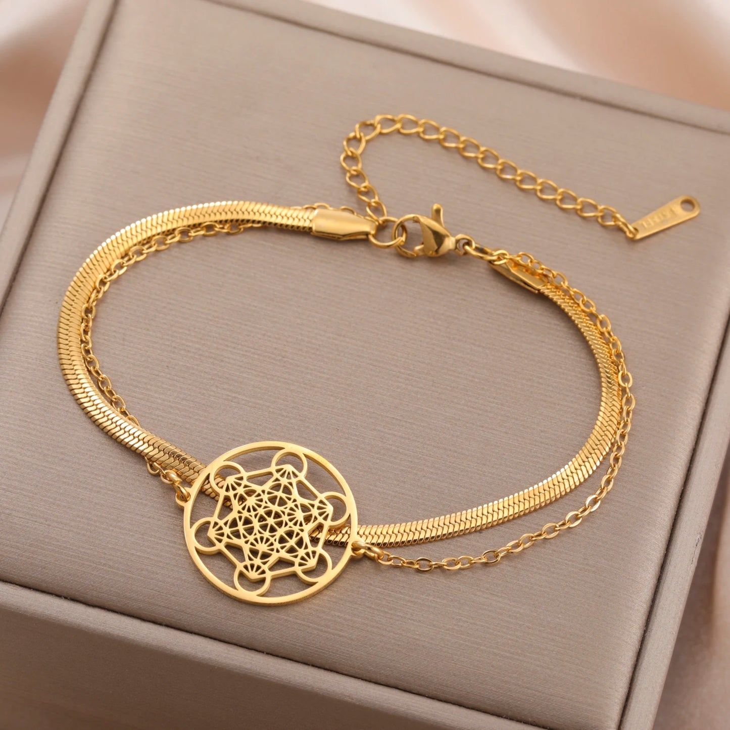 Skyrim Erzengel Siegel Metatron Anhänger Armband Edelstahl Männlich Weiblich Buddhistischer Hindu Talisman Heilige Geometrie Schmuck Geschenk