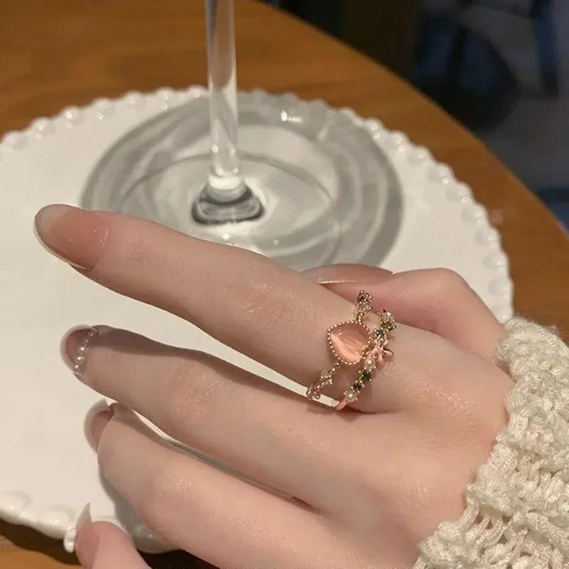 Y2k Unregelmäßige Offene Ringe Kristall Herz Bogen Schlange Finger Ringe für Frauen Mädchen Kpop Süße Trendy Ästhetischen Schmuck Geschenk Großhandel