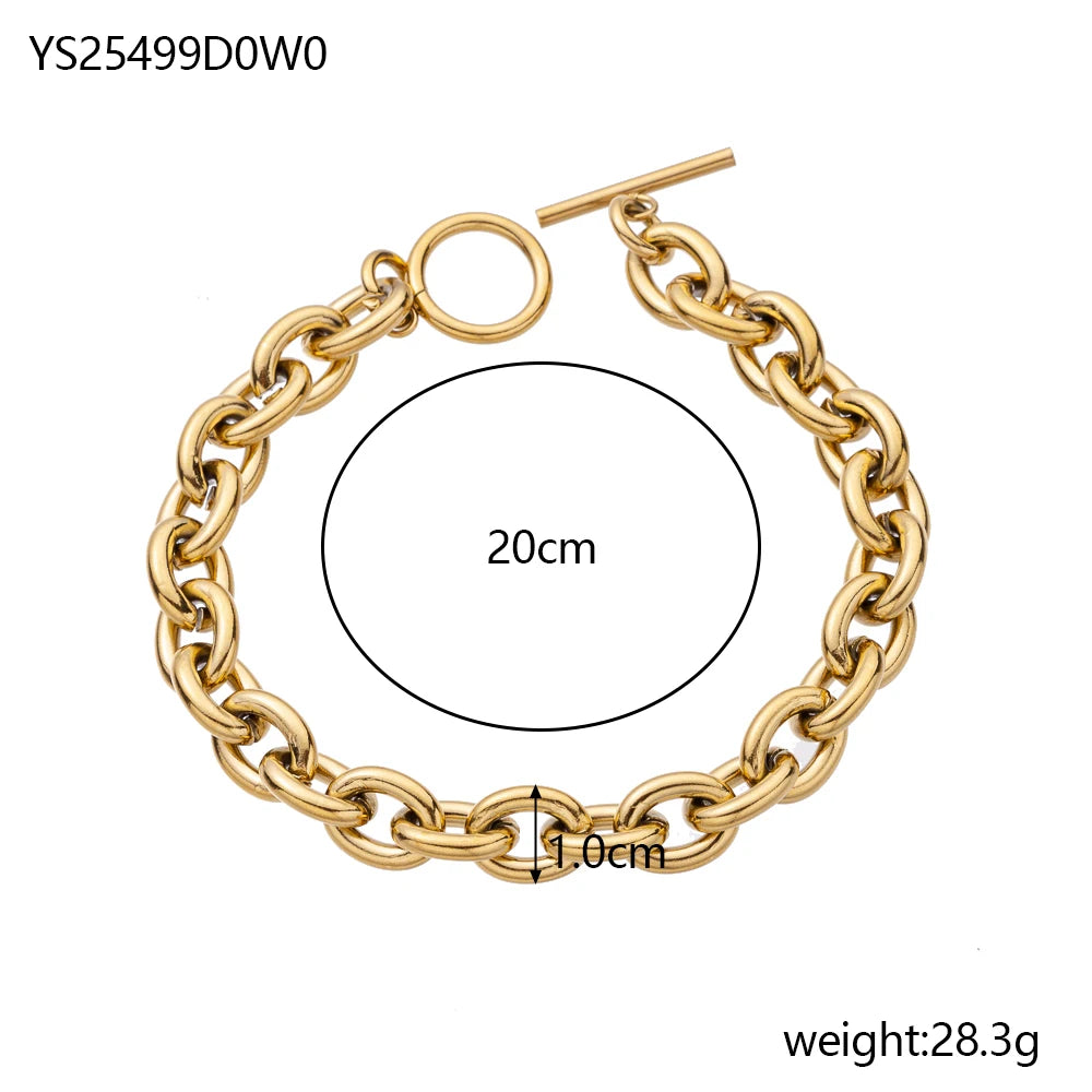 Car lidana Chic 18 Karat vergoldete Büroklammer kubanische Kette Armband Titan Edelstahl Leder Glieder ketten Armbänder Schmuck