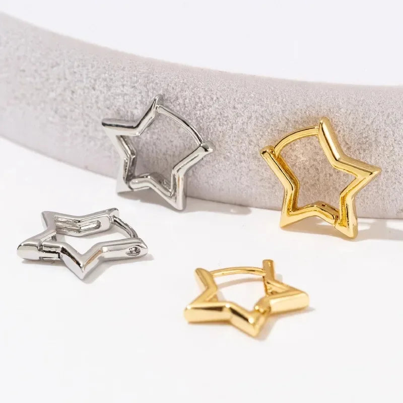 Geometrische Sterne Ohrringe für Frauen Edelstahl Stern Creolen Mädchen Schmuck Geschenk Charme hypoallergene Accessoires