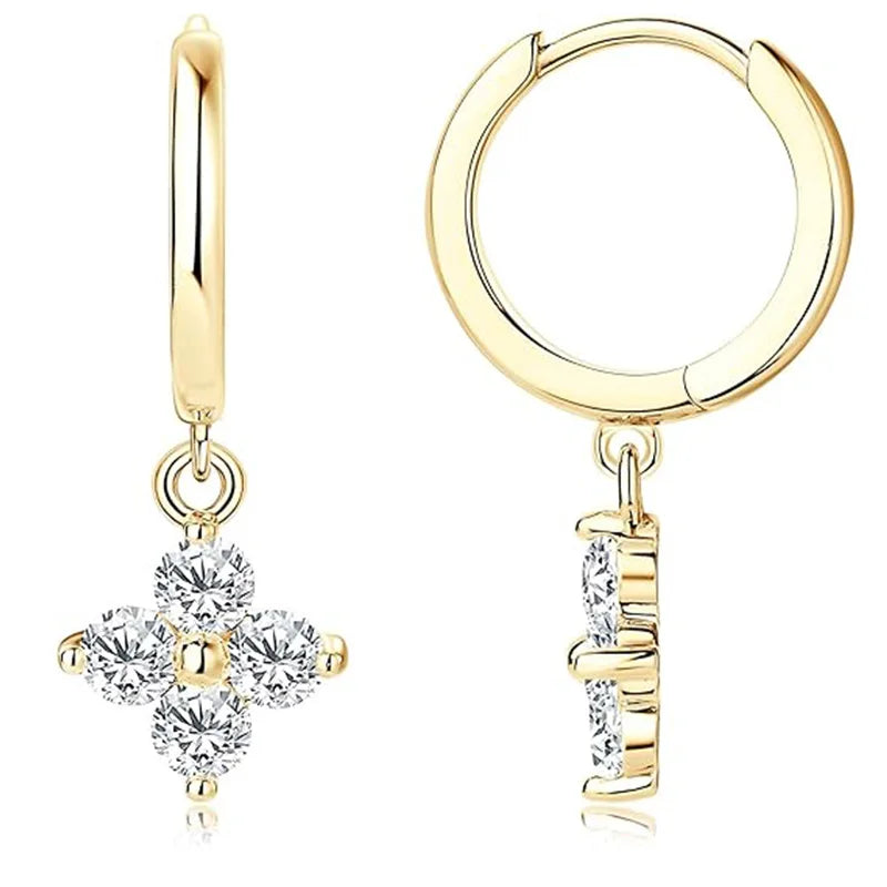 925er Silber vergoldete vierblättrige Blumen-Zirkon-Kettenhalskette für Damen, luxuriöse Kragen-Charm-Halsketten, Trend-Schmuck 2025,