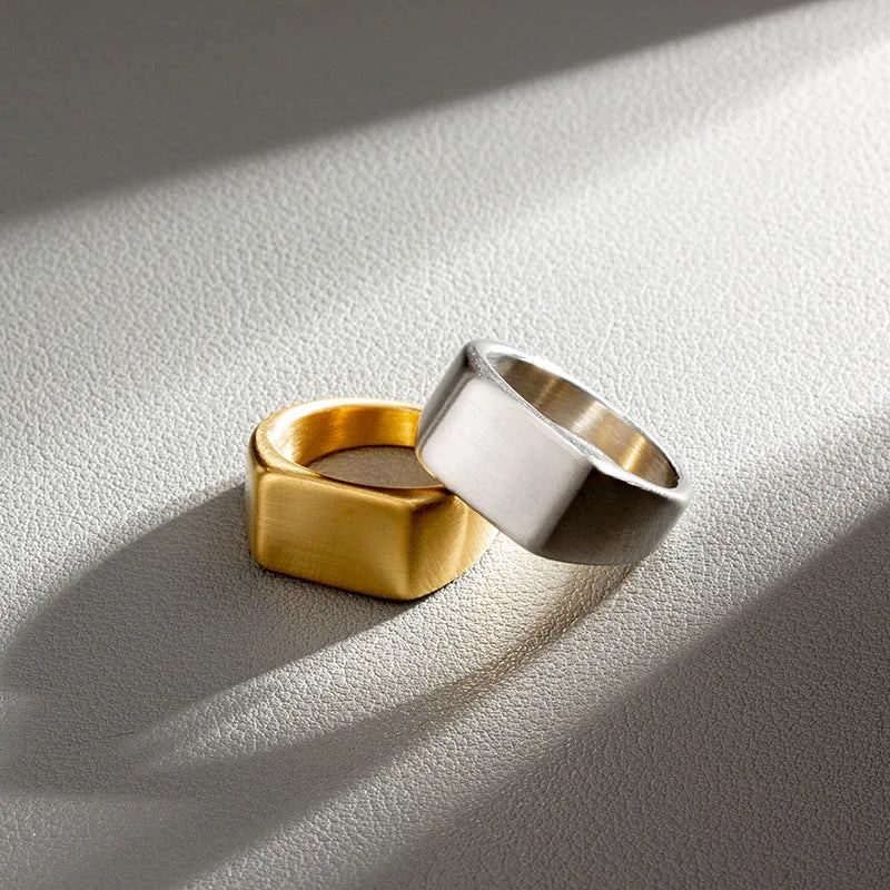 HNSP 316L Edelstahlring für Männer 2024, glatte rechteckige Dichtungsringe, Fingerschmuck, Zubehör