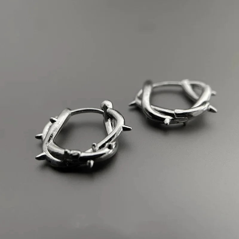 Hiphop Punk Thorn Creolen für Männer Frauen Klassisches Piercing Ohrknorpel Tragus Einfacher Huggie Hoop Rock Schmuck Geschenk