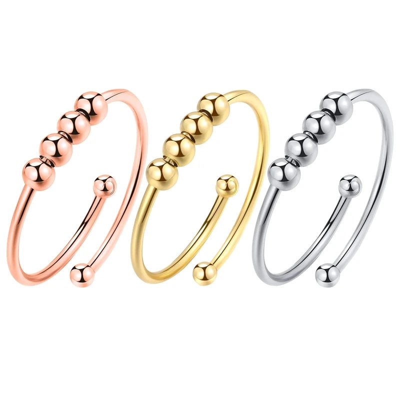 Punk Angst Ringe für Frauen Männer Spirale Zappeln Perlen Ring 2024 Trend Schmuck frei drehen Anti Stress Edelstahl Ring Geschenk