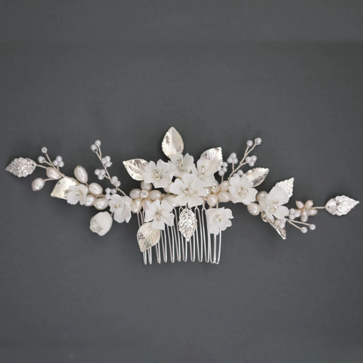 SLBRIDAL Handgemachte Luxus Strass Süßwasser Perlen Ceram Blume Braut Tiara Hochzeit Brautjungfern Krone Frauen Haar Schmuck