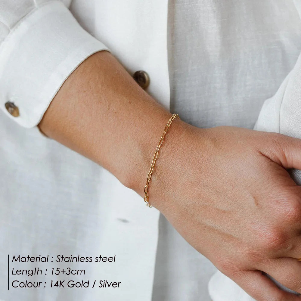Emanco Edelstahl verstellbare quadratische Draht kette Armband Damen minimalist ischen Mode accessoires Großhandel