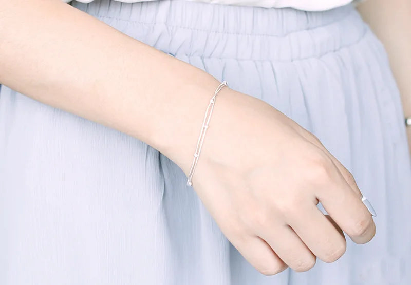 Neue Modeschmuck 925 Sterling Silber Armbänder Runde Einfache Persönlichkeit Süße Armbänder