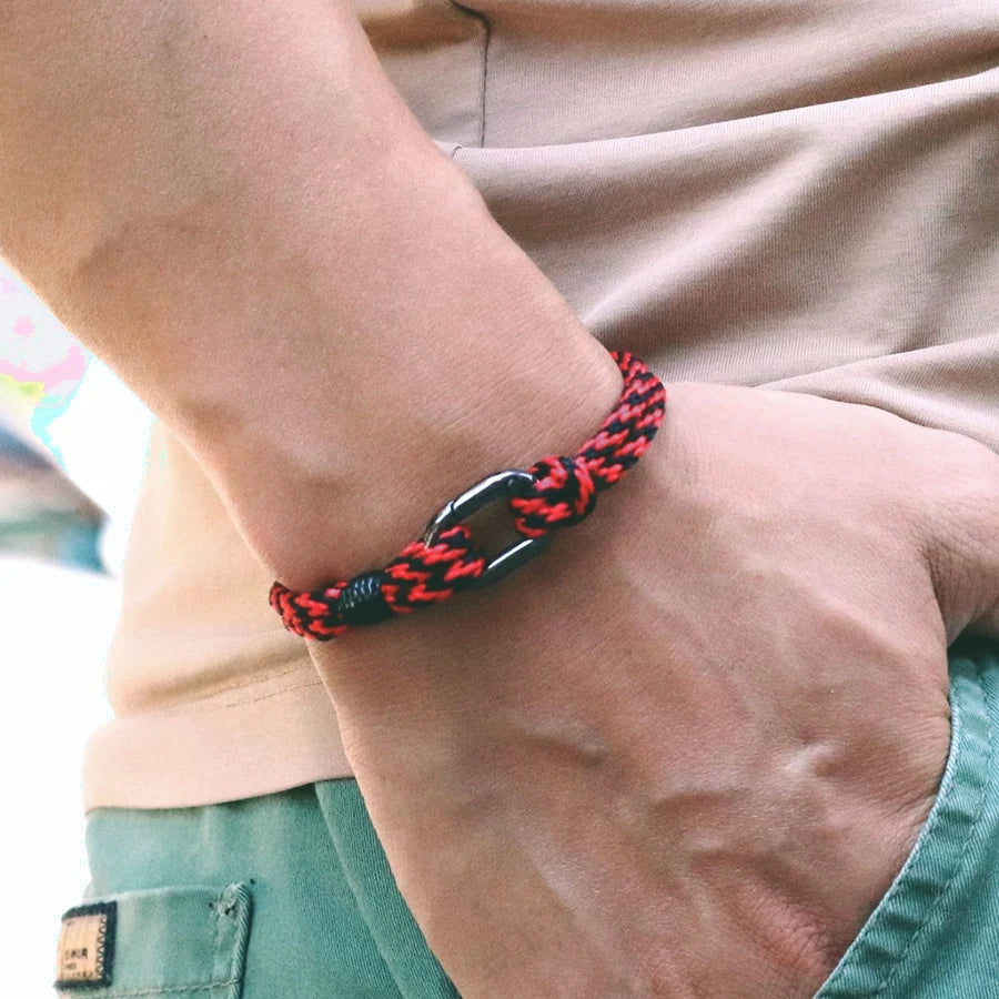 Ethnische handgemachte Seil Armband Männer abnehmbare Bergsteigen Schnalle 4mm Doppelschicht Strand Surfen nautische Wrap Seil Armband