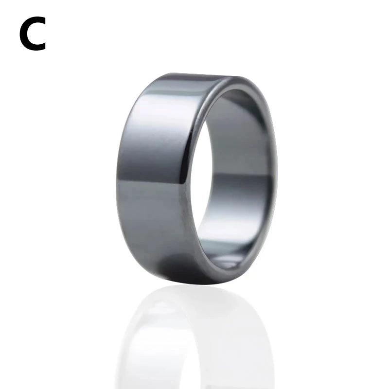 1pc natürliche Hämatit Steinringe für Frauen Männer Mode flache einfache Ring Paar Schmuck Geschenk Hochzeit Weihnachten Liebhaber Ringe