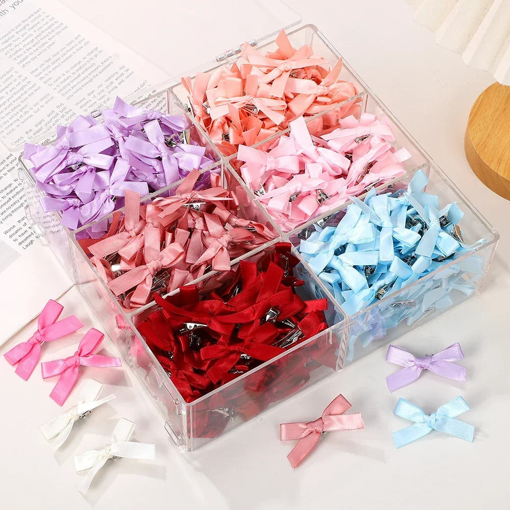 5/6/8/10Pcs Kinder Süße Einfarbig Mini Bowknot Mit Haar Clip Baby Mädchen Ballett Stil band Geflochtene Haar Zubehör Großhandel