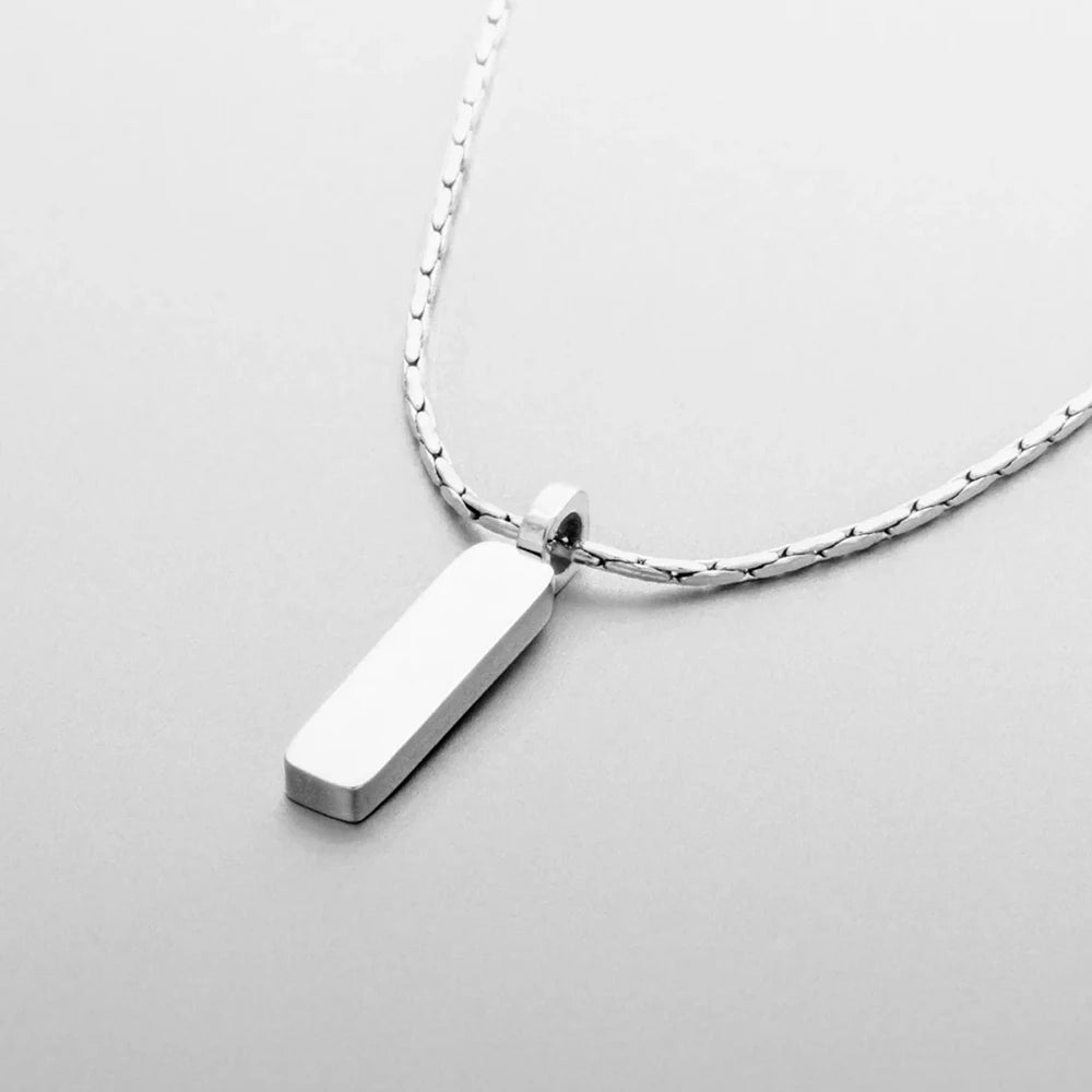 Elandis Herren Edelstahl wasserdichte Schmuck Halskette 1mm Draht kette quadratischen Anhänger in weiß goldenen feinen Accessoires Geschenk