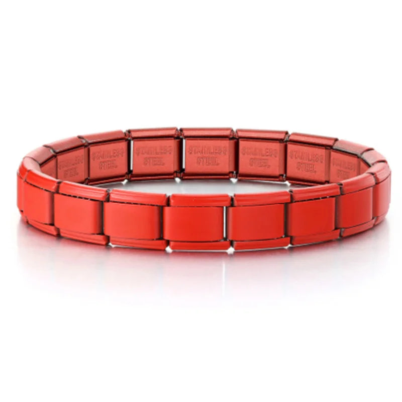 Neue frauen männer Schmuck DIY 9MM Breite Italienische Elastische Charme Armband Einfarbig Edelstahl Mode Armreif