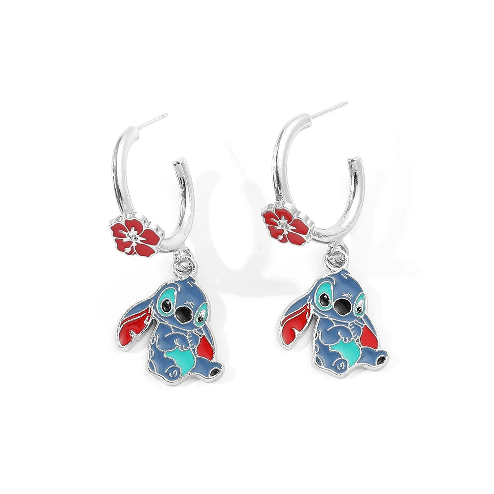 Disney Anime Lilo & Stitch Ohrringe, klassische Cartoon-Figur, Stich-Ohrringe, Ohrclip für Frau und Mädchen, Schmuck, Geschenk
