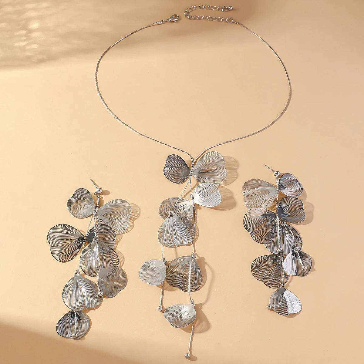 3PC Schöne und Elegante Ginkgo Blatt Anhänger Ohrringe Halskette frauen Set Romantische Braut Quaste Schmuck Set Party Hals schmuck