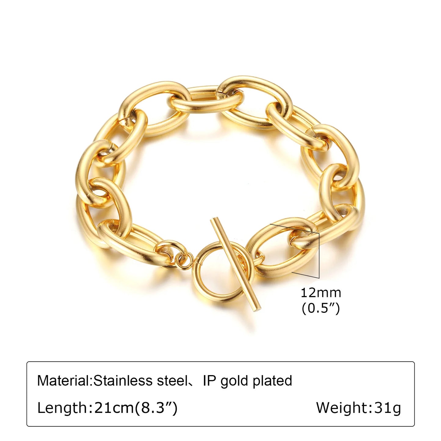 Miami Cuban Link Chain Armband für Damen, Edelstahl, goldfarben, verstellbar, minimalistische Armbänder, Schmuck, Geschenke