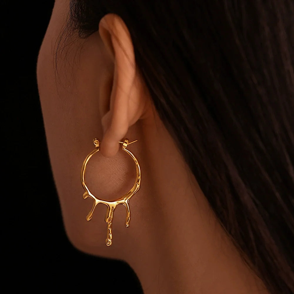 Runde Edelstahl Große Ohrringe für Frauen Hip-Hop Neue Weibliche Creolen Luxus Schmuck Freundin Geschenk Großhandel
