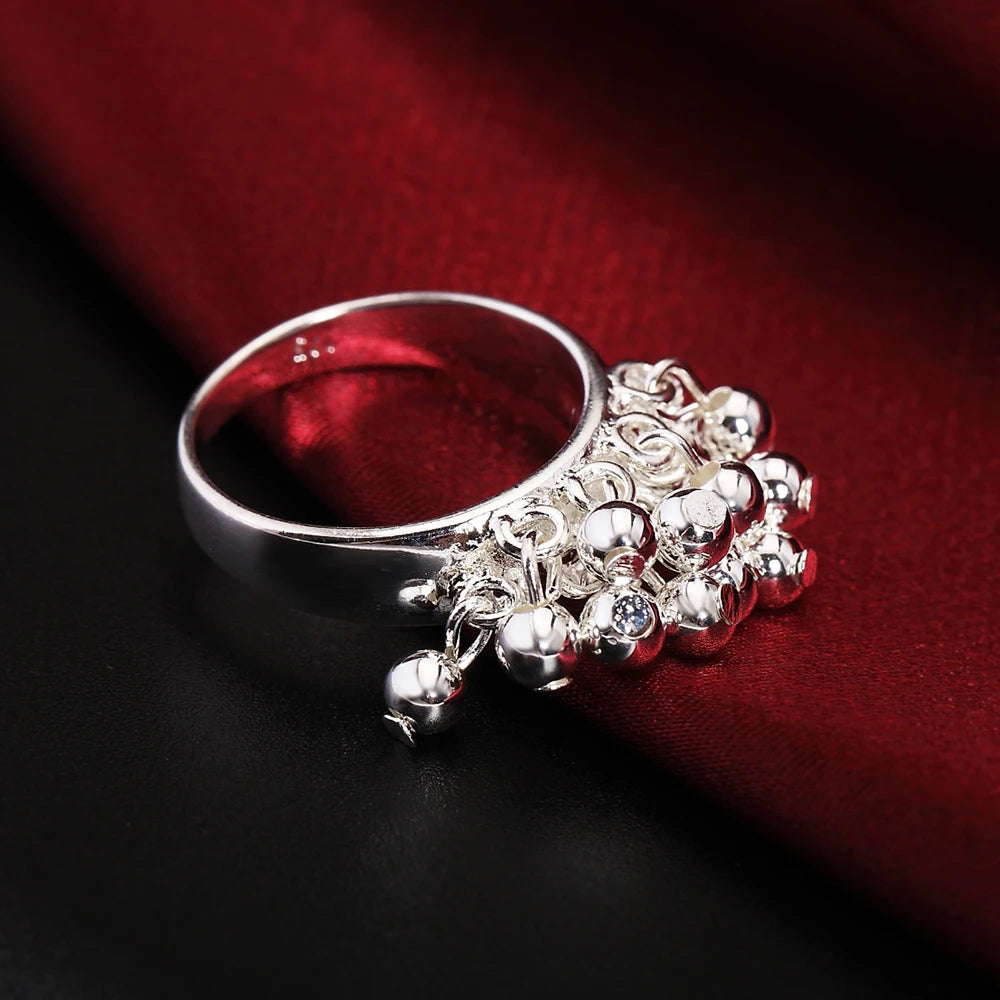 Beliebte Marken Feiner Traubenperlen-Anhänger-Armreif aus 925er-Sterlingsilber, Schmuckset, Ohrringe, Armband, Ringe, Halsketten für Frauen, Geschenke