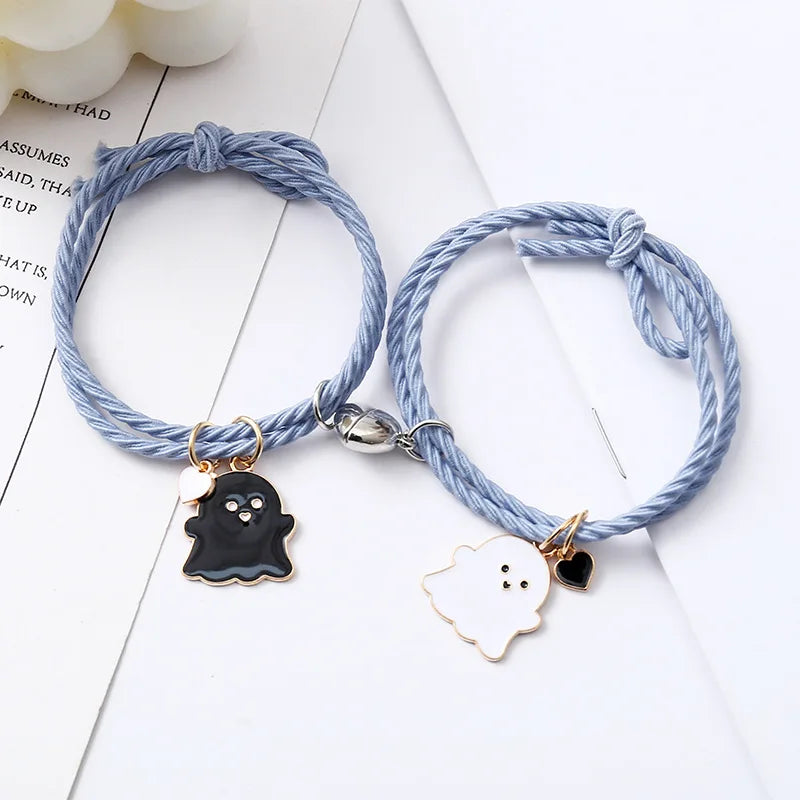 2 Teile/satz Geist Geflochtenes Armband für Liebhaber Fern Romantische Herz Magnet Paar Armbänder Freundschaft Mode Schmuck Geschenk